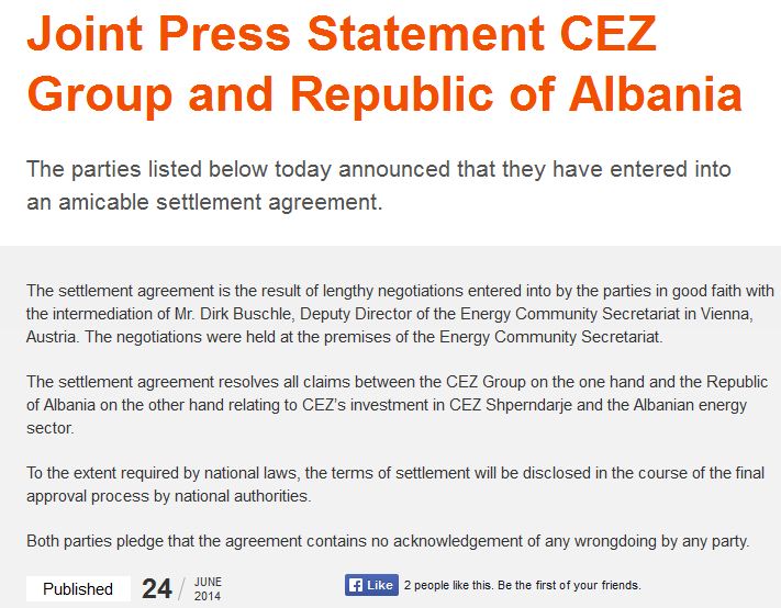 cez shqiperi marreveshja