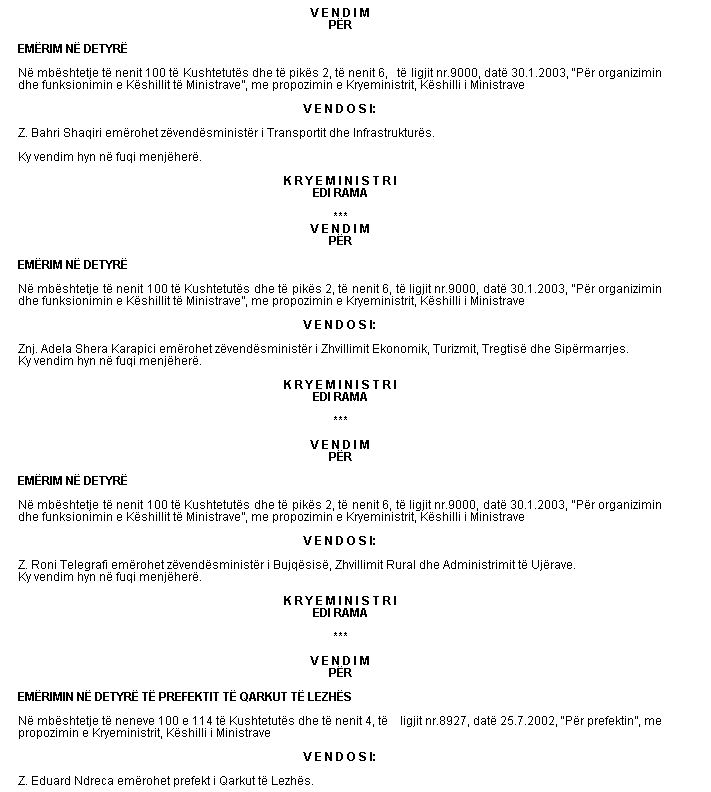 vendime te qeverise