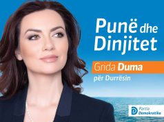 Grida Duma, publikon sloganin dhe posterin